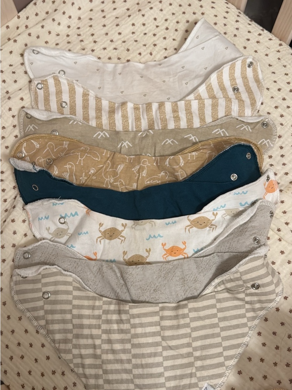 8 Copper Pearl Neutral & Teal Baby Bandana Bib Set - Multi-Pattern Pack
